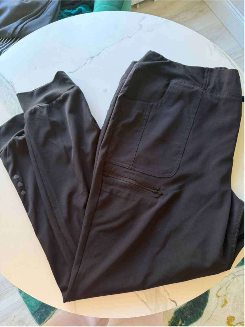 Women's HeartSoul Jogger Scrub Pants Black Size 2X Zipper pocket Elastic Waist